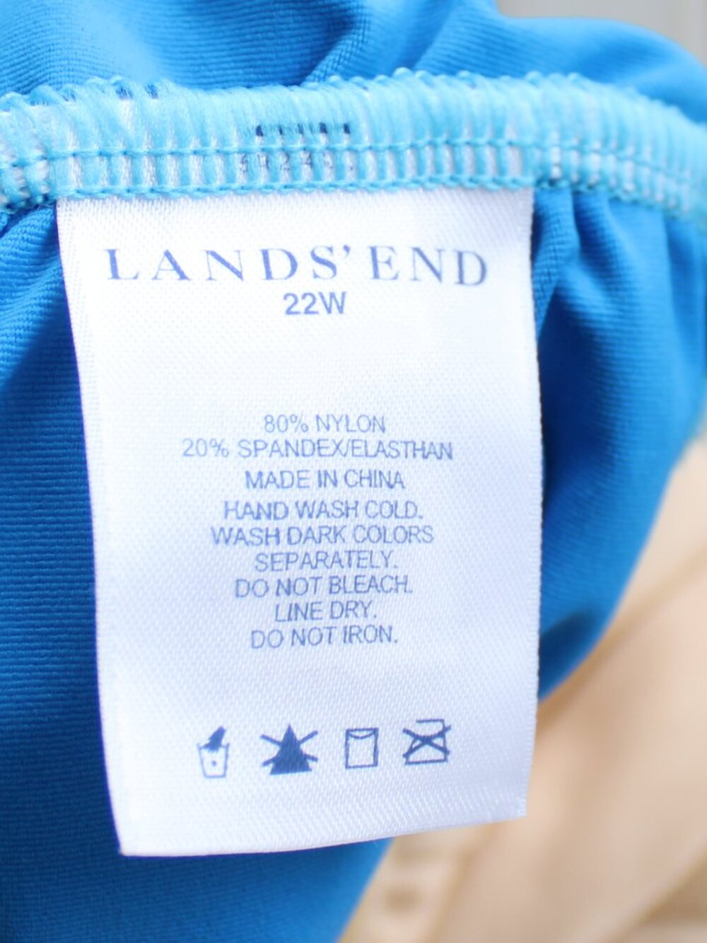 Lands’ End Blue Ruffle Spaghetti Strap Underwire Swim Tankini Tunic Top Size 22W - Picture 3 of 6